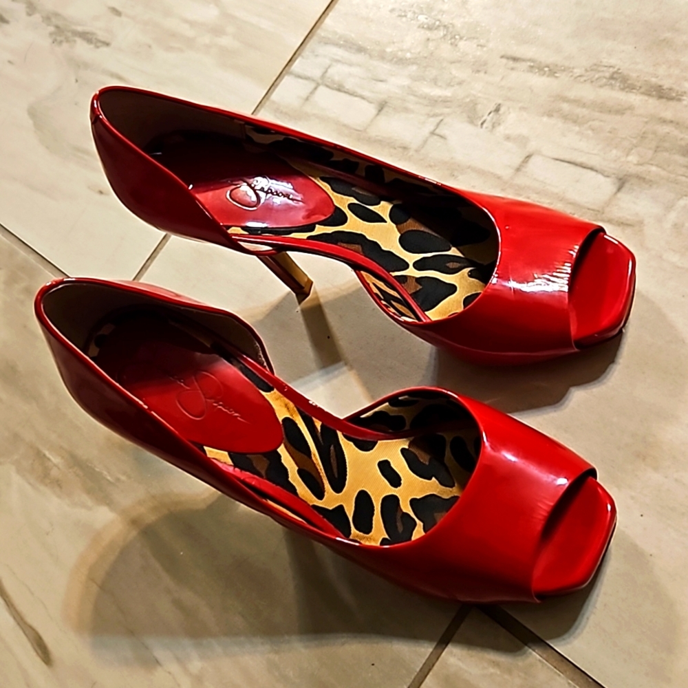 Jessica Simpson Red Peep Toe Pump